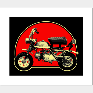 1969 Honda Z50A Monkey Bike Retro Red Circle Motorcycle Posters and Art